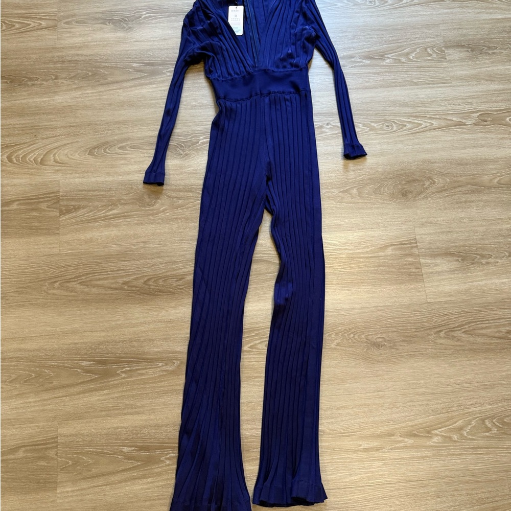 House of CB Deep Blue Ribbed Jumpsuit
